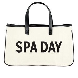 Spa Day‎ Canvas Tote with Leather Handles
